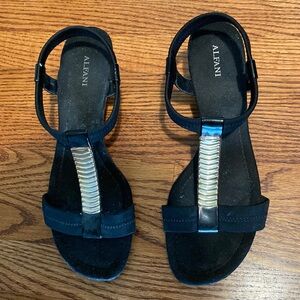 Alfani Black Wedge Sandals, size 9.5